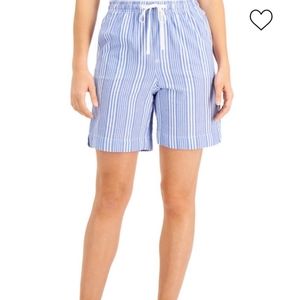 KAREN SCOTT* striped cotton drawstring shorts SIZE MP NWT